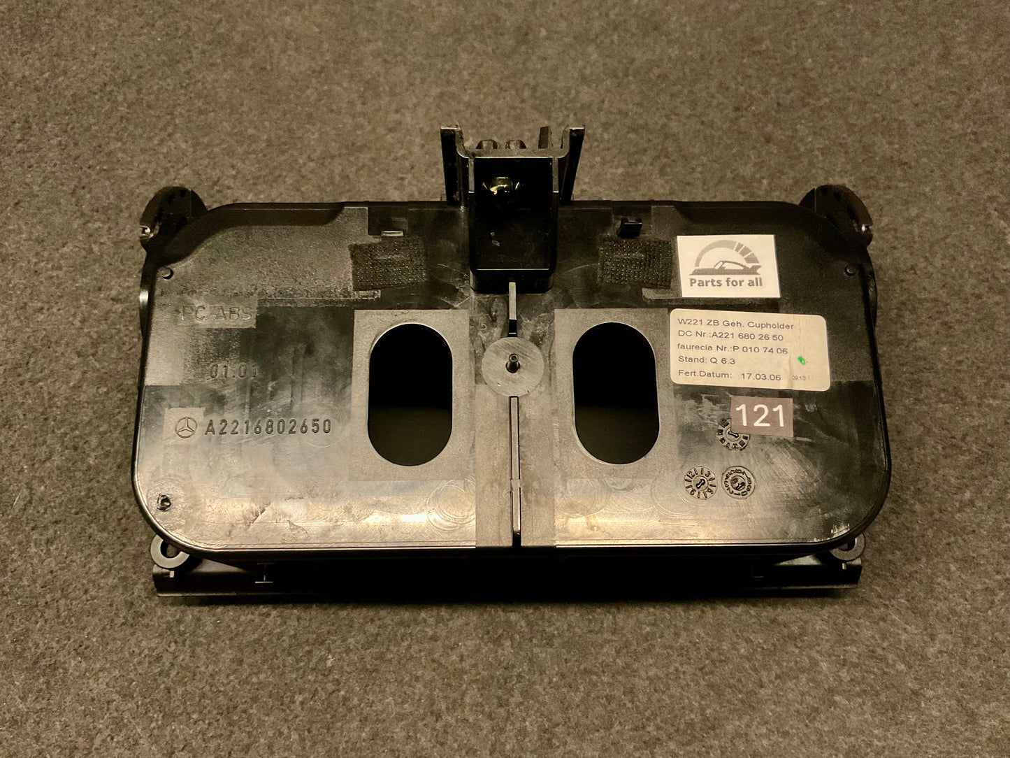 OEM Used Mercedes W221 center console cup holder cover A2216802650 #121