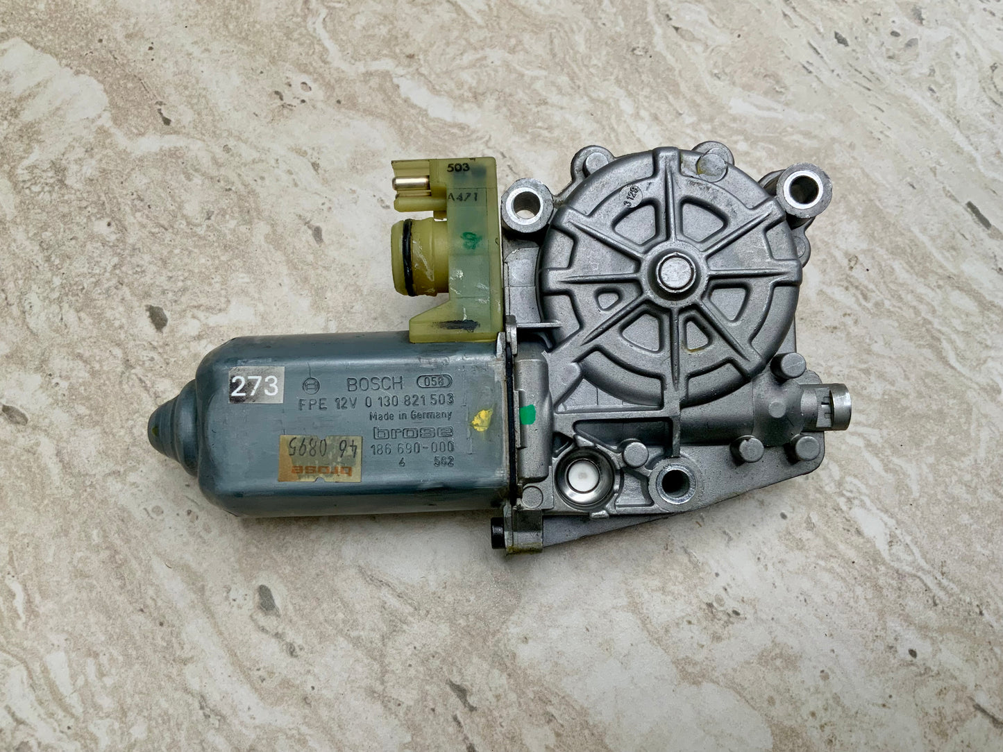 OEM Used Mercedes W140 S-class window regulator motor front right window 0130821503 #273-1